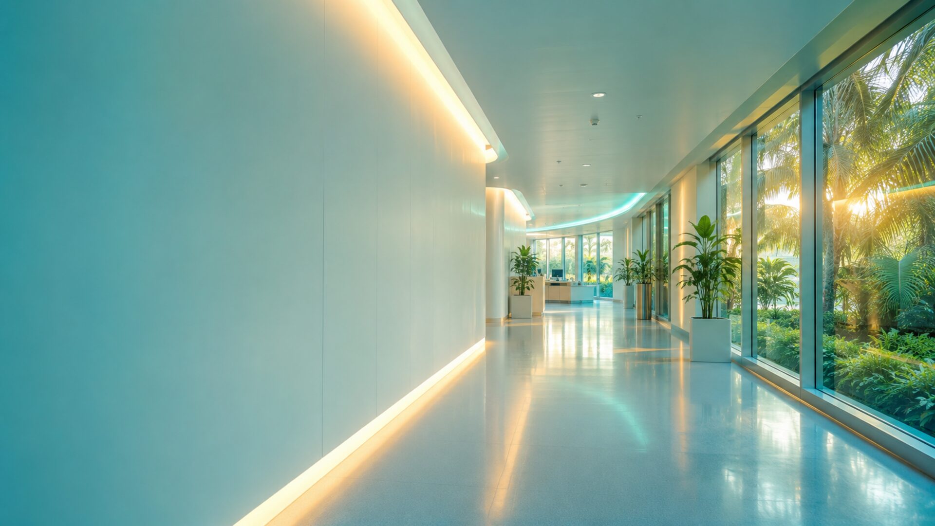 Modern medical facility corridor